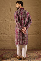 Purple Silk Printed Straight Kurta MKU1279
