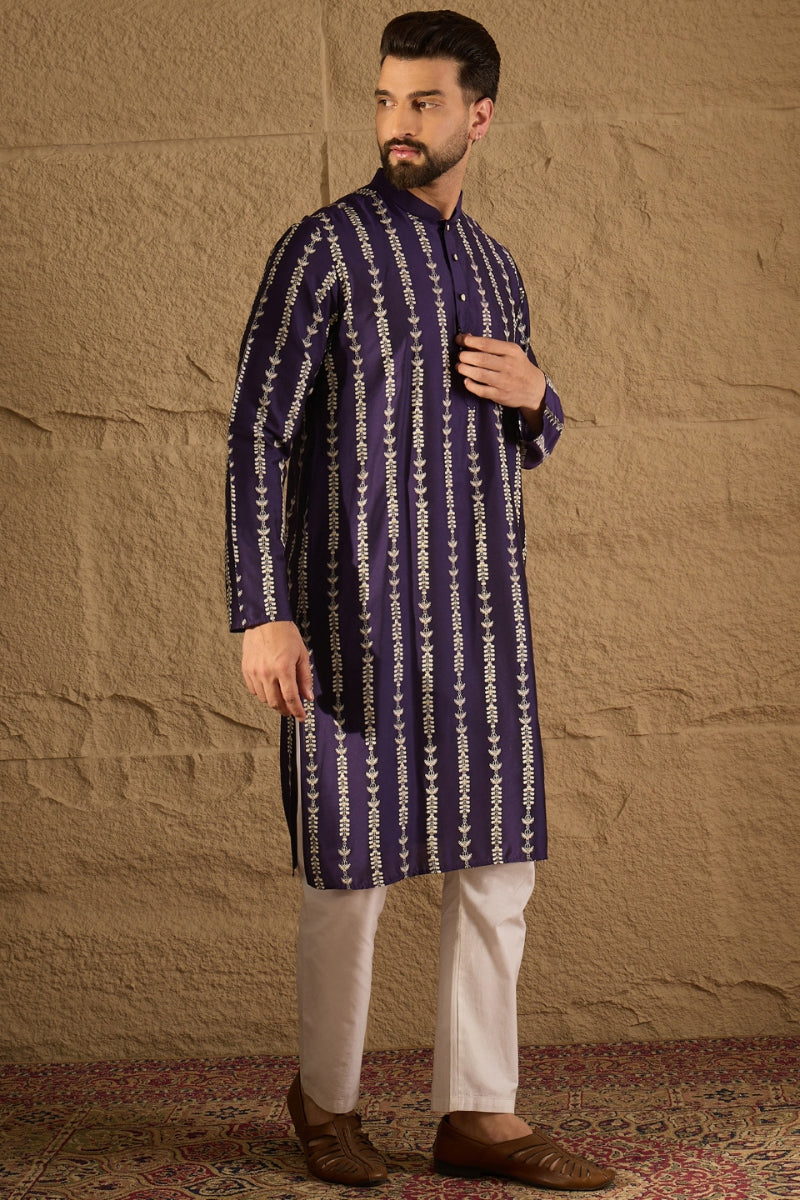 Purple Viscose Ethnic motifs Indian Wear for Men HOPMKU1280 | DesiQlo