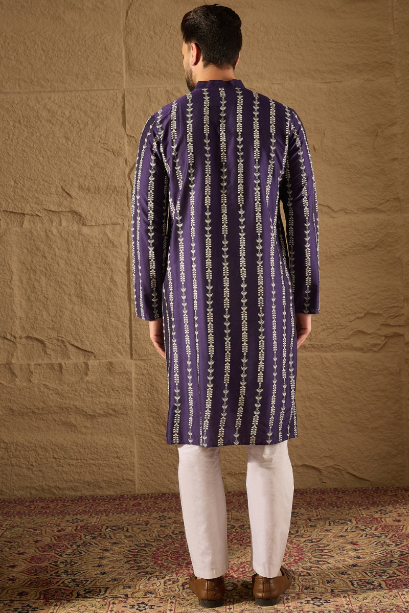 Purple Viscose Ethnic motifs Indian Wear for Men HOPMKU1280 | DesiQlo