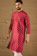 Maroon Pure Silk Ikkat Printed Straight Kurta MKU1281