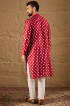 Maroon Pure Silk Ikkat Printed Straight Kurta MKU1281
