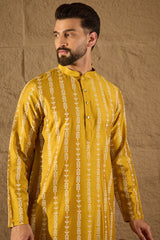 Yellow Viscose Rayon Ethnic Motifs Printed Straight Kurta HOPMKU1282