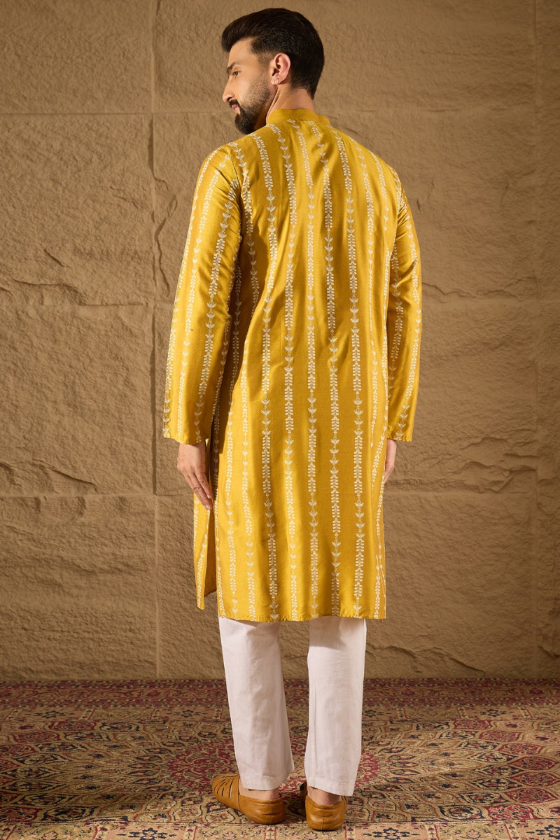 Yellow Viscose Rayon Ethnic Motifs Printed Straight Kurta HOPMKU1282