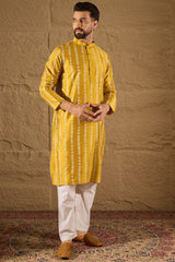 Yellow Viscose Rayon Ethnic Motifs Printed Straight Kurta HOPMKU1282