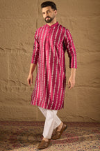 Pink Silk Ethnic Motifs Printed Straight Kurta HOPMKU1283