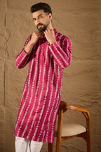 Pink Silk Ethnic Motifs Printed Straight Kurta HOPMKU1283