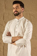White Viscose Rayon Embroidered Mandarin Collar Straight Kurta MKU1286