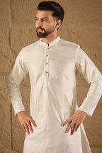 White Viscose Rayon Embroidered Mandarin Collar Straight Kurta MKU1286