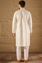 White Viscose Rayon Embroidered Mandarin Collar Straight Kurta MKU1286
