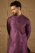 Purple Viscose Rayon Embroidered Mandarin Collar Straight Kurta MKU1288