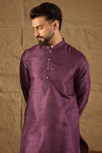 Purple Viscose Rayon Embroidered Mandarin Collar Straight Kurta MKU1288
