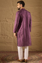 Purple Viscose Rayon Embroidered Mandarin Collar Straight Kurta MKU1288