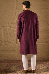 Purple Viscose Rayon Solid Embroidered Straight Kurta HOPMKU1291