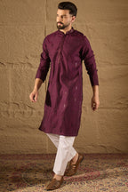Purple Viscose Rayon Solid Embroidered Straight Kurta HOPMKU1291