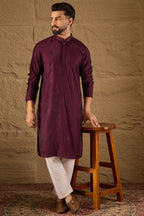 Purple Viscose Rayon Solid Embroidered Straight Kurta HOPMKU1291