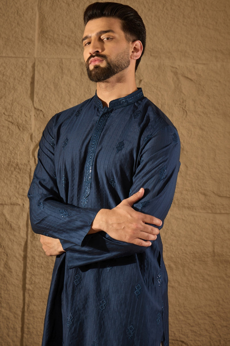 Blue Viscose Solid Indian Wear for Men HOPMKU1293 | DesiQlo