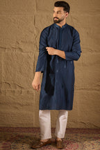 Blue Viscose Rayon Solid Embroidered Straight Kurta HOPMKU1293