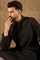 Black Viscose Rayon Solid Embroidered Straight Kurta HOPMKU1294