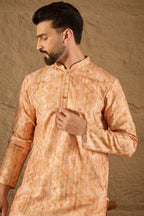 Orange Silk Blend Ethnic Motifs Embroidered Straight Kurta HOPMKU1301