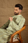 Olive Silk Blend Ethnic Motifs Embroidered Straight Kurta HOPMKU1302