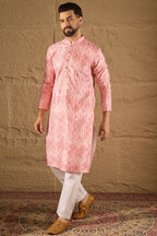 Pink Silk Blend Ethnic Motifs Embroidered Straight Kurta HOPMKU1303