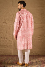 Pink Silk Blend Ethnic Motifs Embroidered Straight Kurta HOPMKU1303