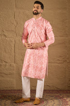 Pink Silk Blend Ethnic Motifs Embroidered Straight Kurta HOPMKU1303
