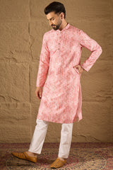 Pink Silk Blend Ethnic Motifs Embroidered Straight Kurta HOPMKU1303