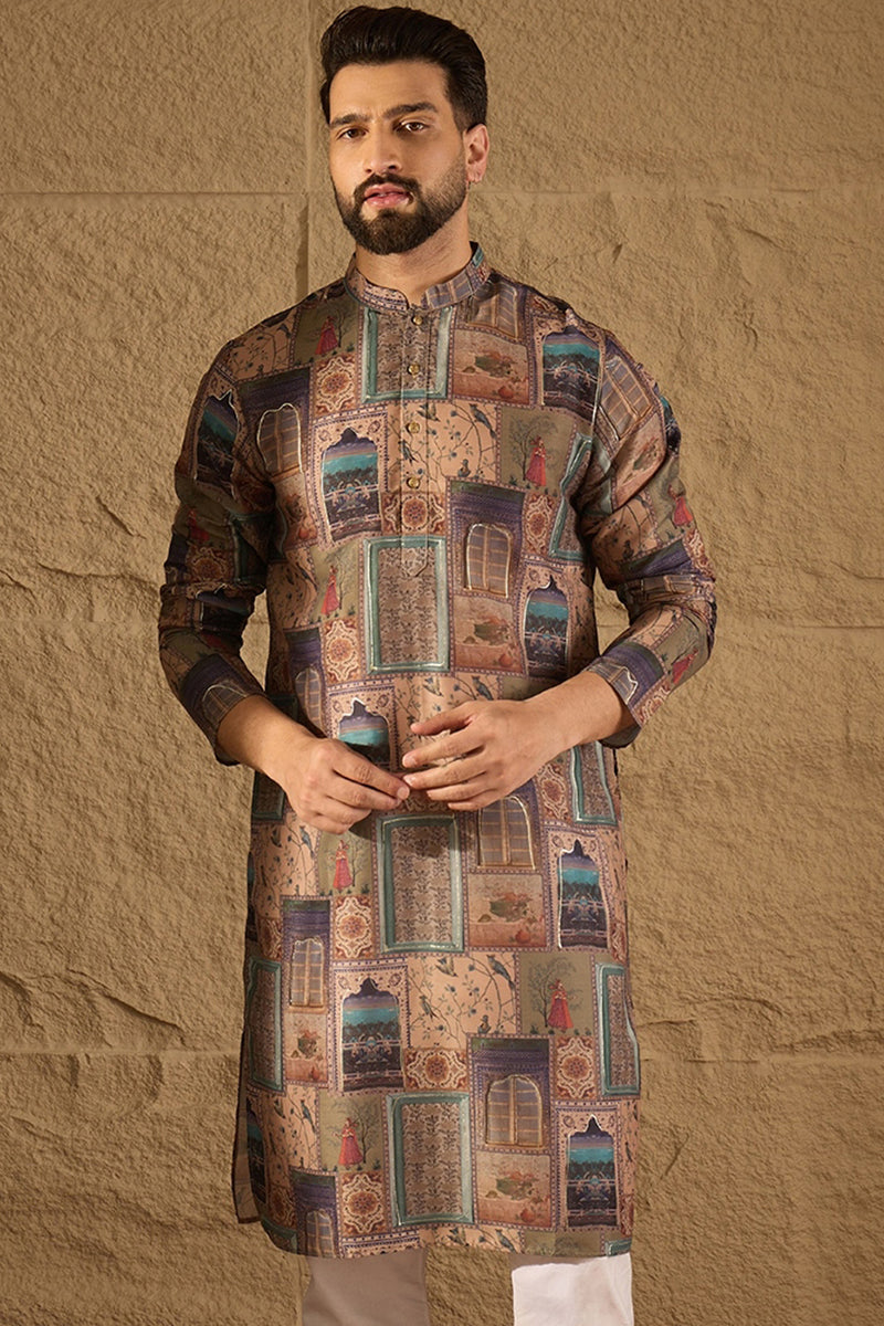 Multi Viscose Rayon Ethnic Motifs Straight Kurta MKU1306