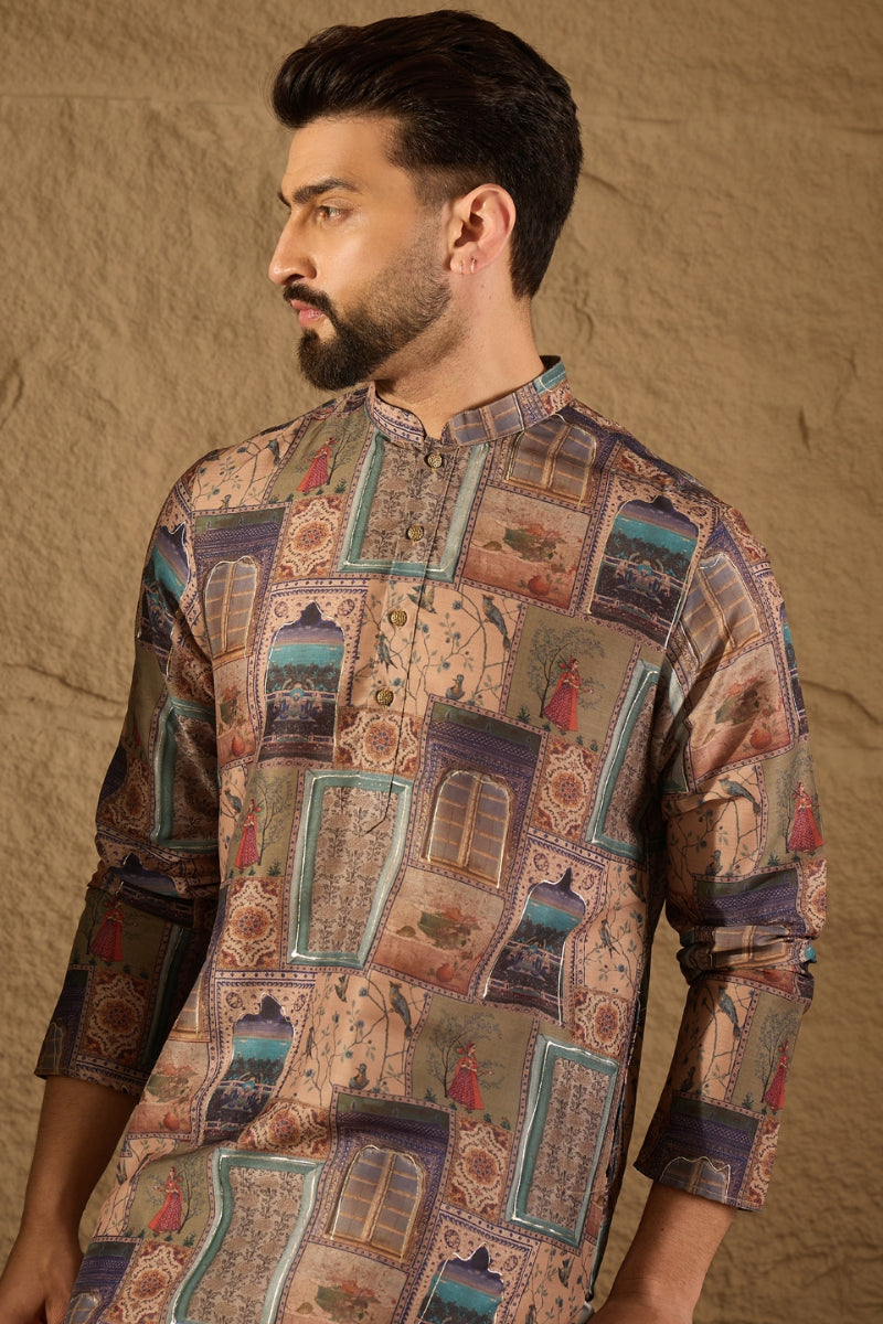 Multi Viscose Rayon Ethnic Motifs Straight Kurta MKU1306