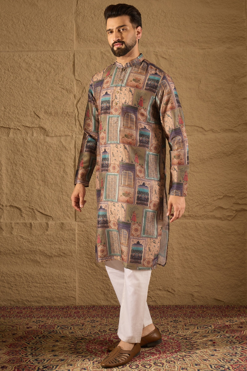 Multi Viscose Rayon Ethnic Motifs Straight Kurta MKU1306