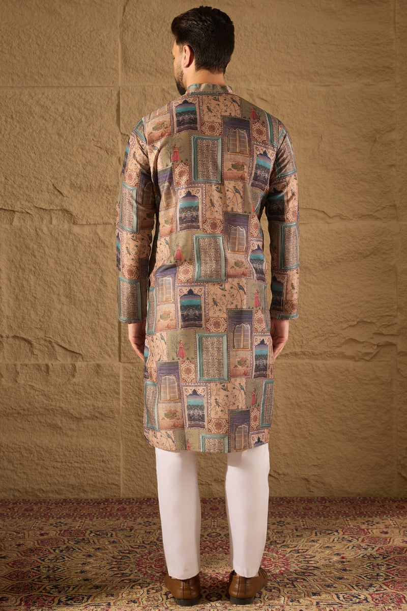 Multi Viscose Rayon Ethnic Motifs Straight Kurta MKU1306