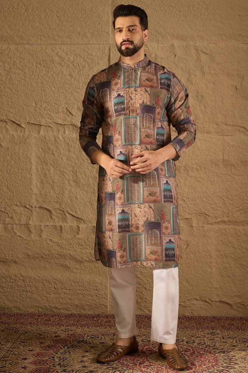 Multi Viscose Rayon Ethnic Motifs Embroidered Straight Kurta HOPMKU1306