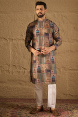 Multi Viscose Rayon Ethnic Motifs Embroidered Straight Kurta HOPMKU1306