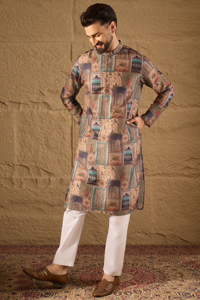 Multi Viscose Rayon Ethnic Motifs Embroidered Straight Kurta HOPMKU1306