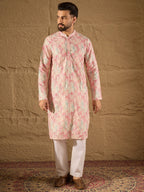 Men Multi Viscose Ethnic Motifs Printed Straight Kurta-MKU1308