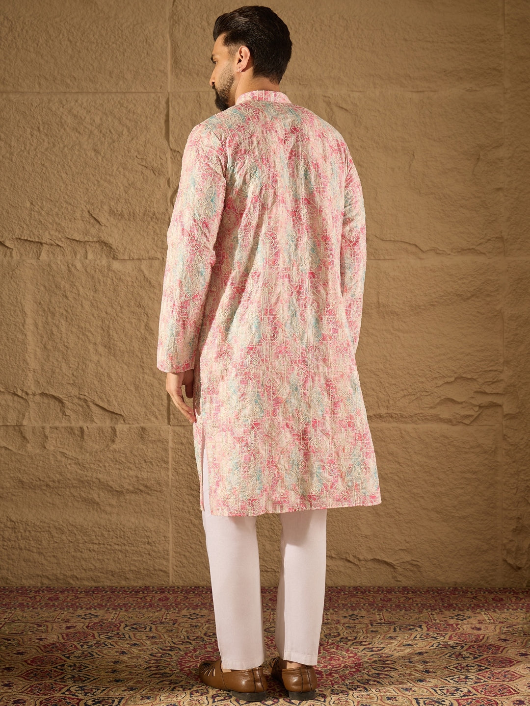 Men Multi Viscose Ethnic Motifs Printed Straight Kurta-MKU1308