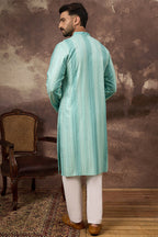 Blue Viscose Rayon Embroidered Straight Kurta MKU1324