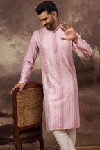 Pink Viscose Rayon Embroidered Straight Kurta MKU1325