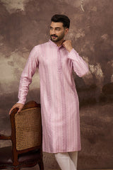 Pink Viscose Rayon Embroidered Straight Kurta MKU1325