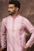 Pink Viscose Rayon Embroidered Straight Kurta MKU1325