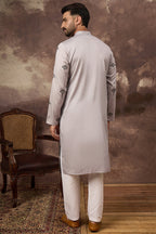 Grey Silk Solid Embroidered Straight Kurta MKU1326