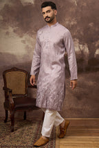 Lavender Silk Blend Solid Embroidered Straight Kurta MKU1333