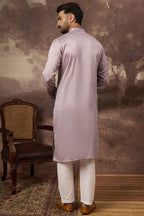 Lavender Silk Blend Solid Embroidered Straight Kurta MKU1333