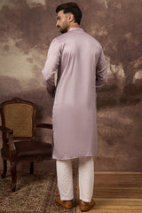 Lavender Silk Blend Solid Embroidered Straight Kurta MKU1333