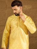 Men Green Polyester Solid Embroidered Straight Kurta-MKU1353