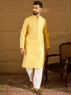 Men Green Polyester Solid Embroidered Straight Kurta-MKU1353