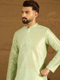 Men Yellow Silk Blend Solid Woven Design Straight Kurta-MKU1354