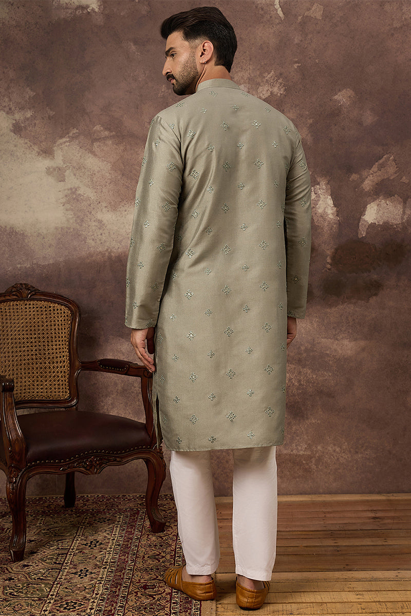 Green Silk Embroidered Indian Wear for Men | DesiQlo India