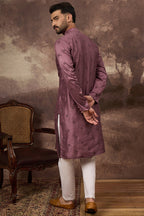 Mauve Silk Blend Solid Embroidered Straight Kurta MKU1368